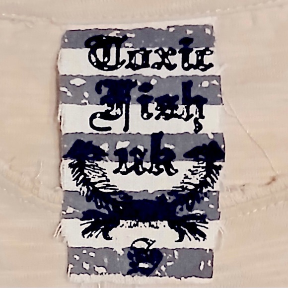 Vintage Premium Toxic Fish UK Graphic T-Shirt Leather Rolling Stones Skull Men S - Picture 5 of 7